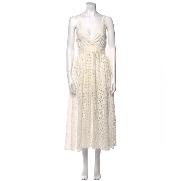 Solid & Stripe White Cotton Eyelet Midi Dress - Picture 1 of 3